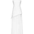 Elegant white gown by Matters featuring a matching scarf, displayed on a mannequin for sophisticated evening wear.