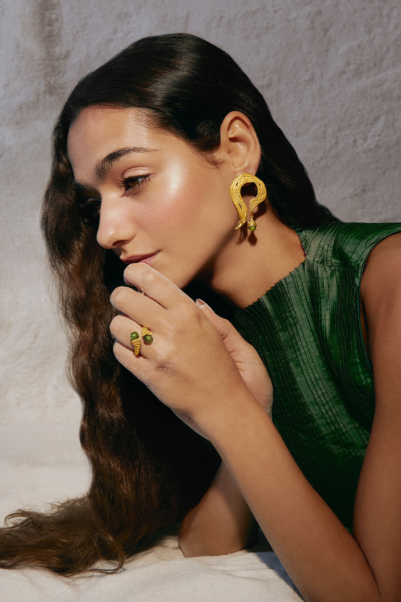GREEN MOONDROP EARRINGS - CULT MIA
