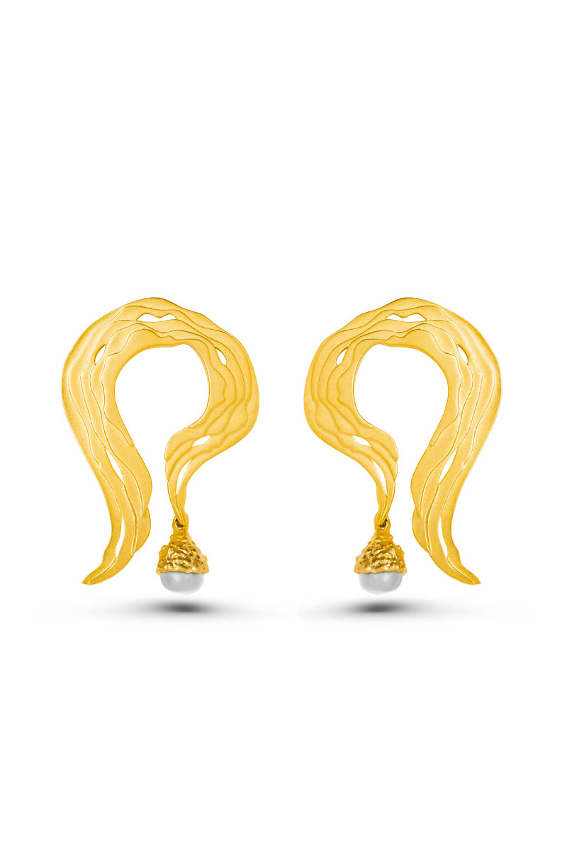 MOONDROP GOLD AND PEARL EARRING - CULT MIA
