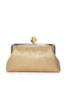 Gold clutch bag with moon design from Sarah's Bag's Moon on Gold Classic Bag collection, featuring a sleek, elegant style.