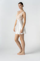 NK IMODE CULT MIA X Morgan bust support chemise in ivory, side profile view showcasing elegant nightgown design.