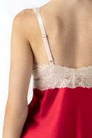 NK IMODE Morgan bust support chemise in scarlet, featuring lace details and a sleek nightgown design for elegant sleepwear.