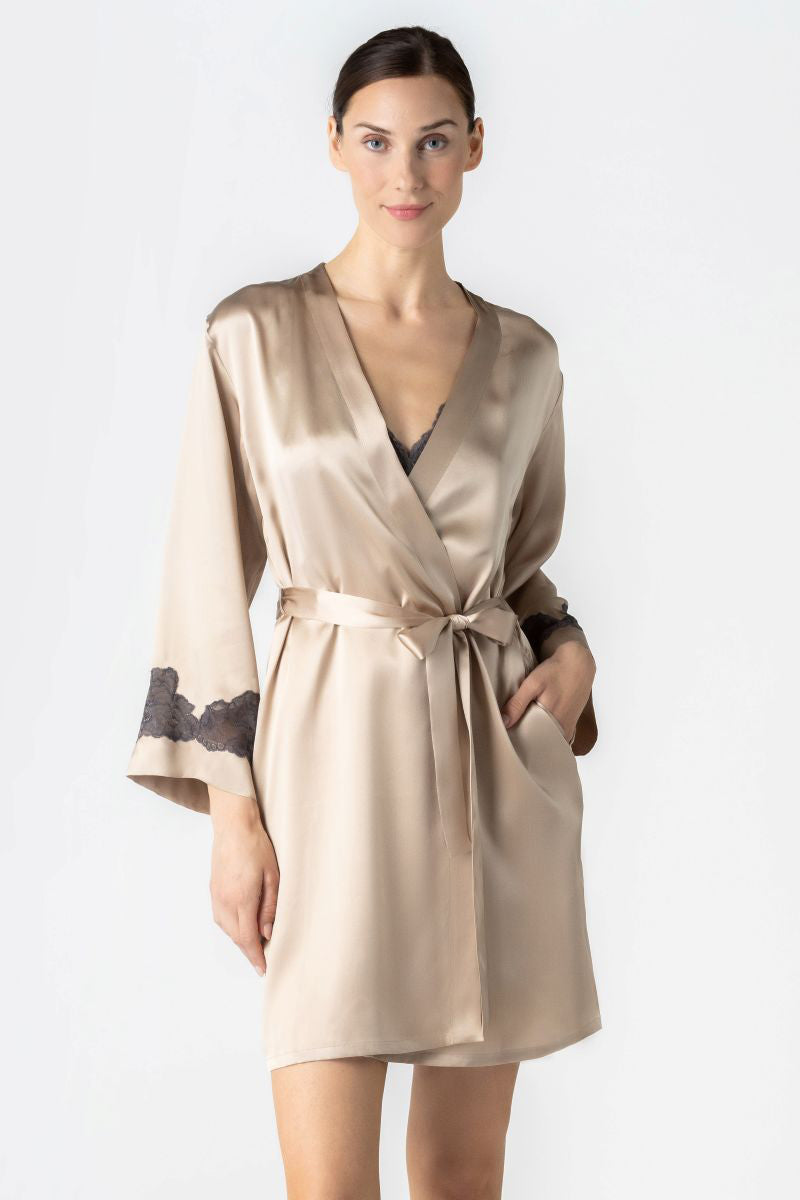 CULT MIA X NK IMODE MORGAN SHORT ROBE IN BRASS - CULT MIA