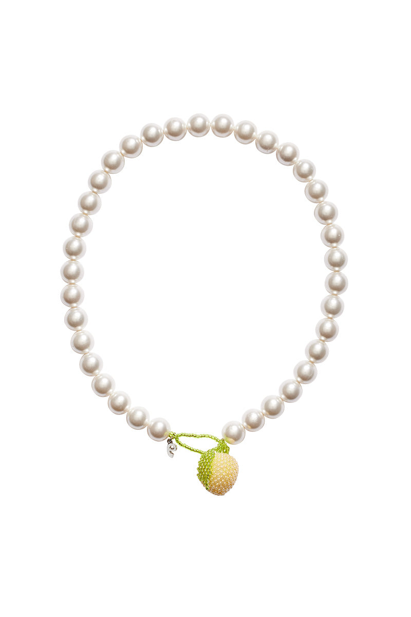Pura Utz Mother of Lemon Necklace featuring a delicate pendant with mother of pearl lemon design on a silver chain