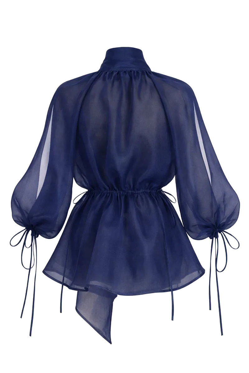 MOUSA BLOUSE IN NAVY BLUE - CULT MIA