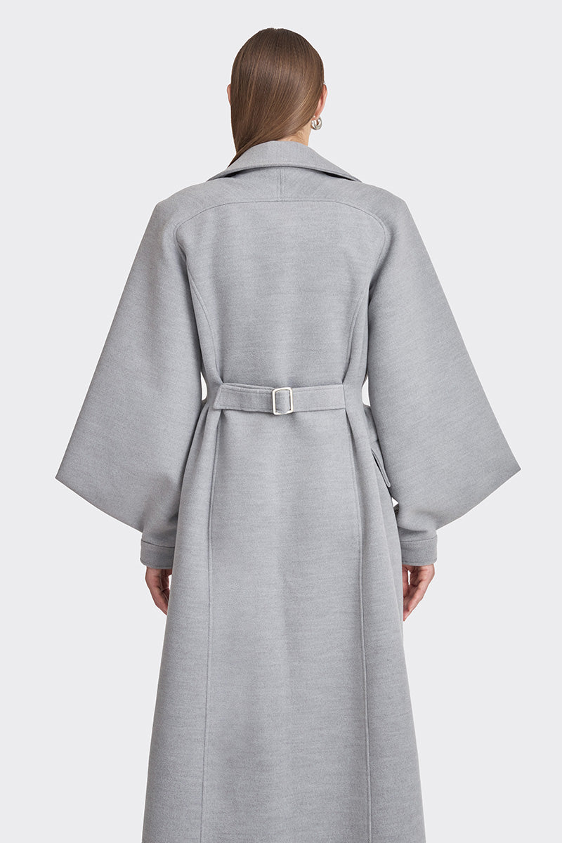 Gray coat from the Ms. Doll collection by Stolen Stores, featuring a stylish, tailored design with a sleek fit and modern silhouette.