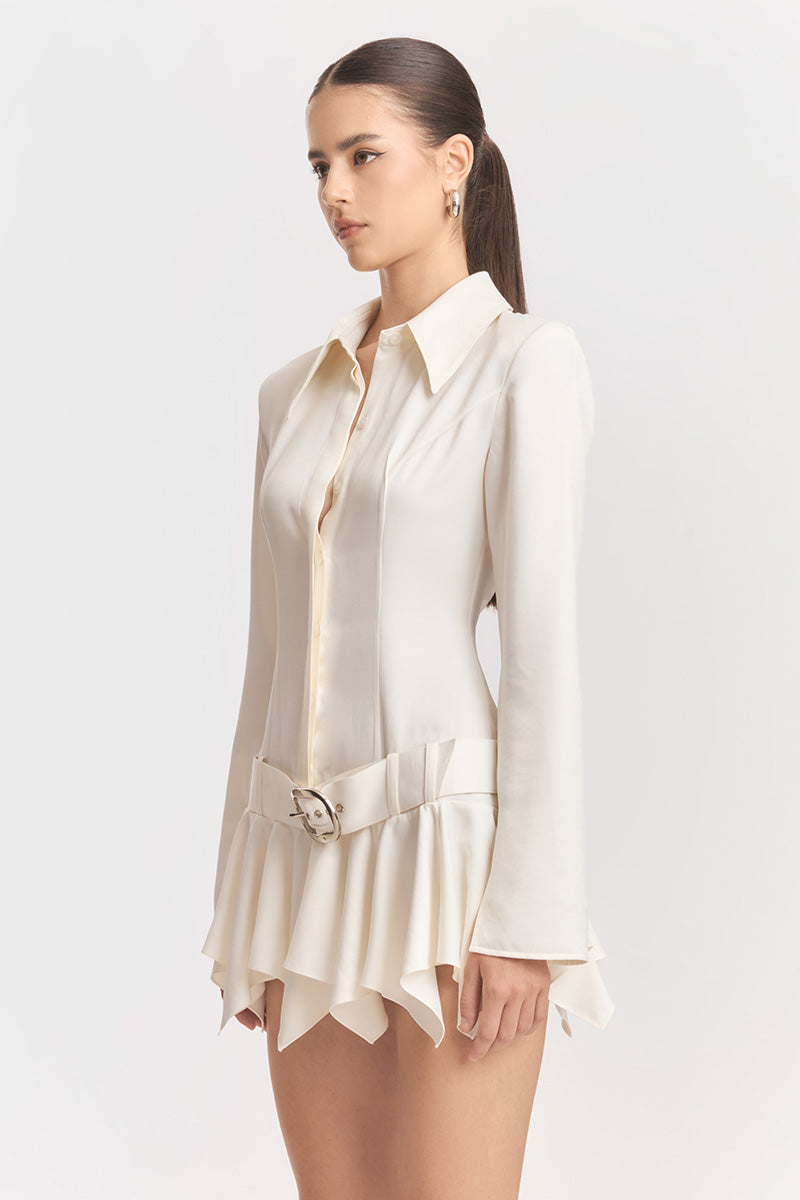 MS. DRAGON OFF WHITE SHIRT DRESS - CULT MIA