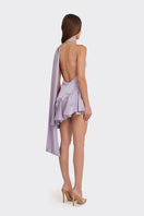 Stolen Stores Ms. Godet asymmetric mini dress in dusty purple, featuring a stylish, modern design and flattering fit.