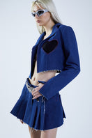 Blue cut-out denim jacket from Stolen Stores' MS. Heart suit, featuring stylish design details and a fitted silhouette.