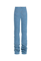 Blue denim MS. Heart pants by Stolen Stores, back view showing stylish design and fit.