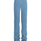 Blue denim Ms. Heart pants from Stolen Stores, front view showing stylish design and fitted silhouette.
