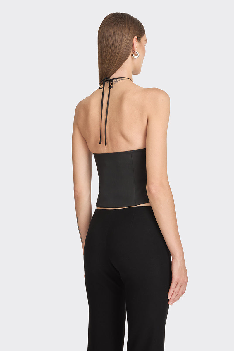 Black MS. Heart side bustier top by Stolen Stores, featuring a fitted design and stylish side detailing.