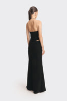 Black MS. Pleat corset top by Stolen Stores, featuring pleated design and fitted silhouette on a model.