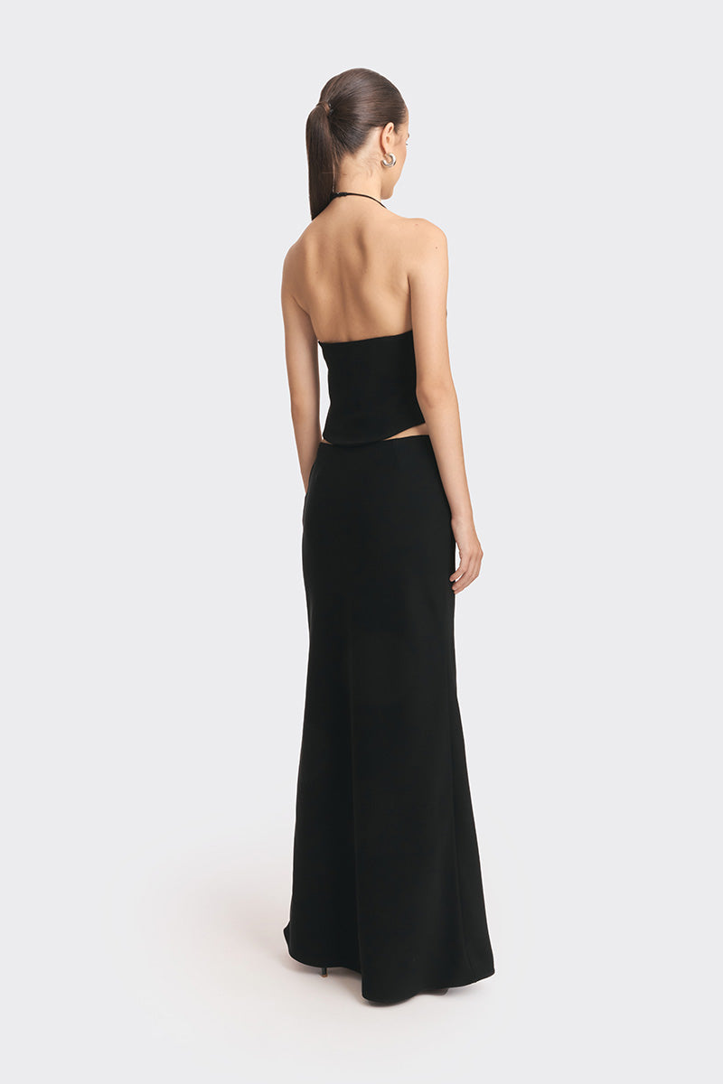 Black MS. Pleat corset top by Stolen Stores, featuring pleated design and fitted silhouette on a model.