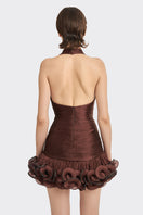 Dark brown MS. Tutu halter mini dress from Stolen Stores, featuring a stylish fit and elegant design.