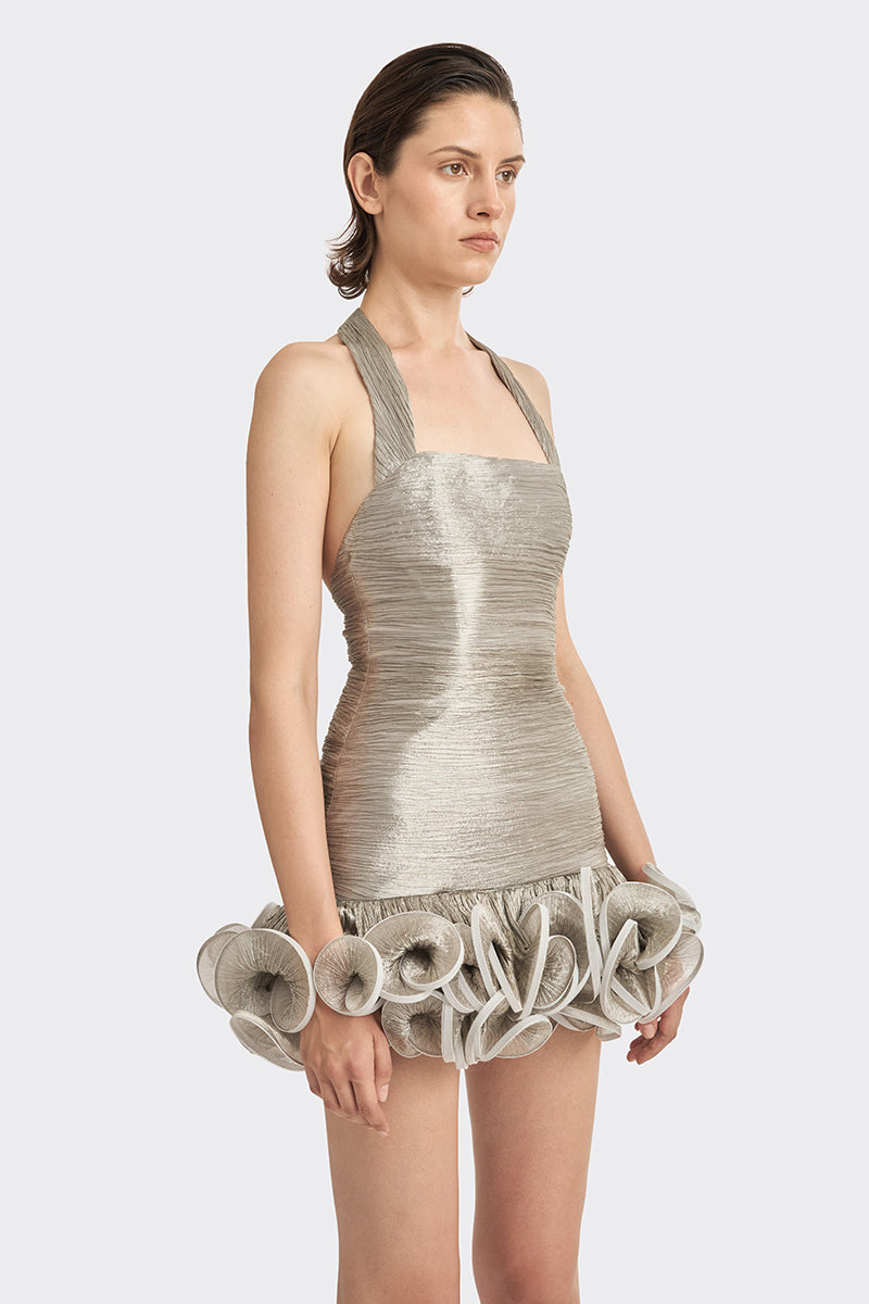 Gray MS. Tutu halter mini dress by Stolen Stores, featuring a stylish halter neckline and fitted silhouette.