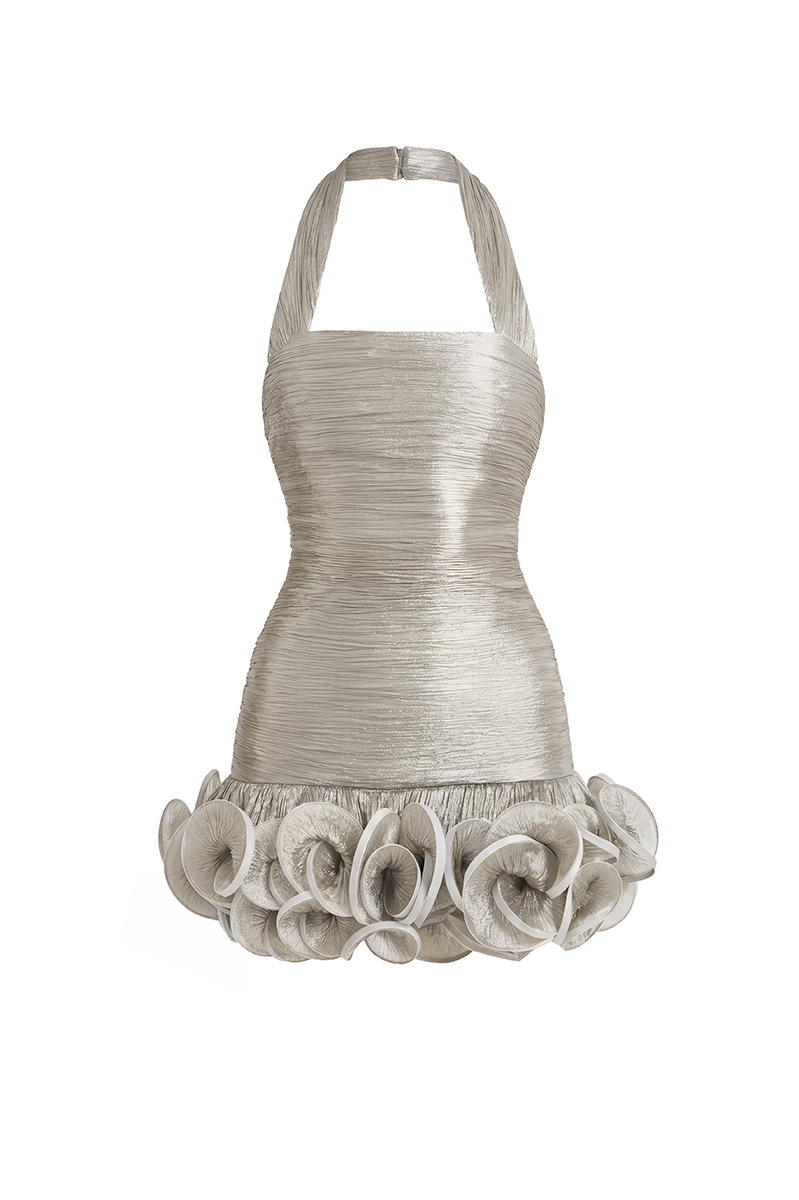 Gray MS. Tutu halter mini dress by Stolen Stores, featuring a stylish halter neckline and fitted silhouette.