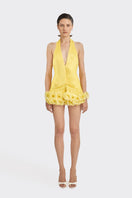 Stolen Stores CULT MIA X Stolen Stores Ms. Tutu Mini Dress in butter yellow, V-neck style, perfect for casual or dressy occasions.
