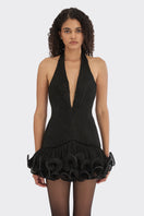 Black MS. Tutu V-neck mini dress from Stolen Stores, featuring a fitted silhouette and stylish V-neck design.