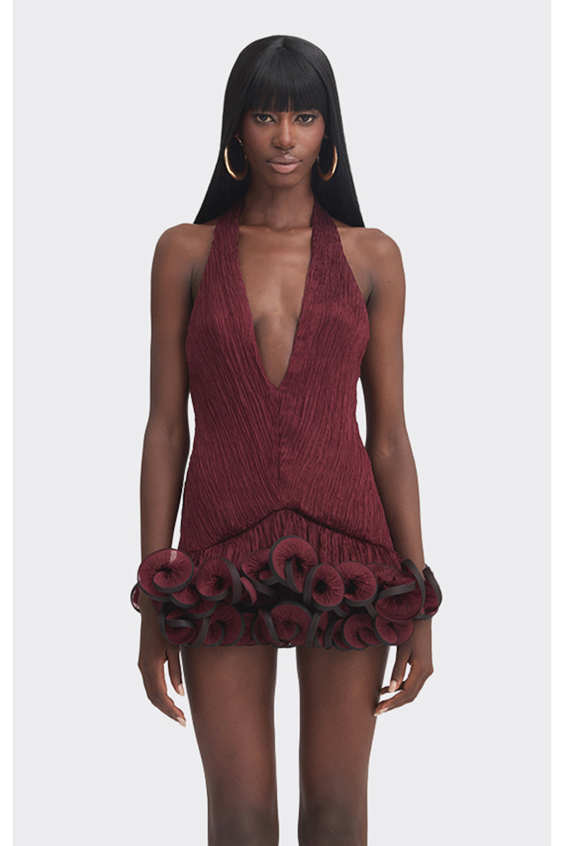 MS. TUTU V NECK MINI DRESS IN BURGUNDY | CULT MIA | Stolen Stores MS. TUTU V NECK MINI DRESS IN BURGUNDY | CULT MIA | Stolen Stores