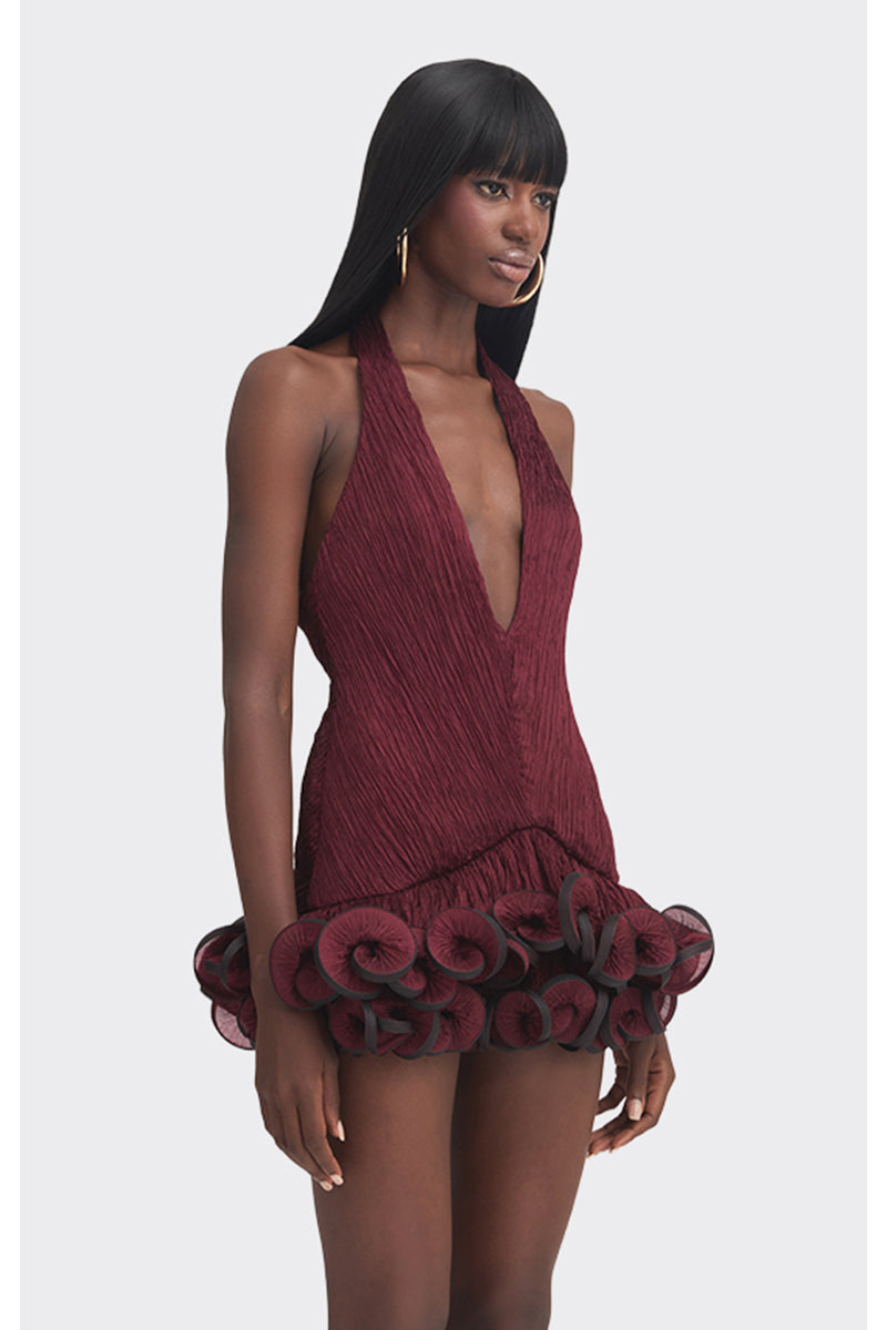 burgundy dress mini MS. TUTU V NECK MINI DRESS IN BURGUNDY | CULT MIA