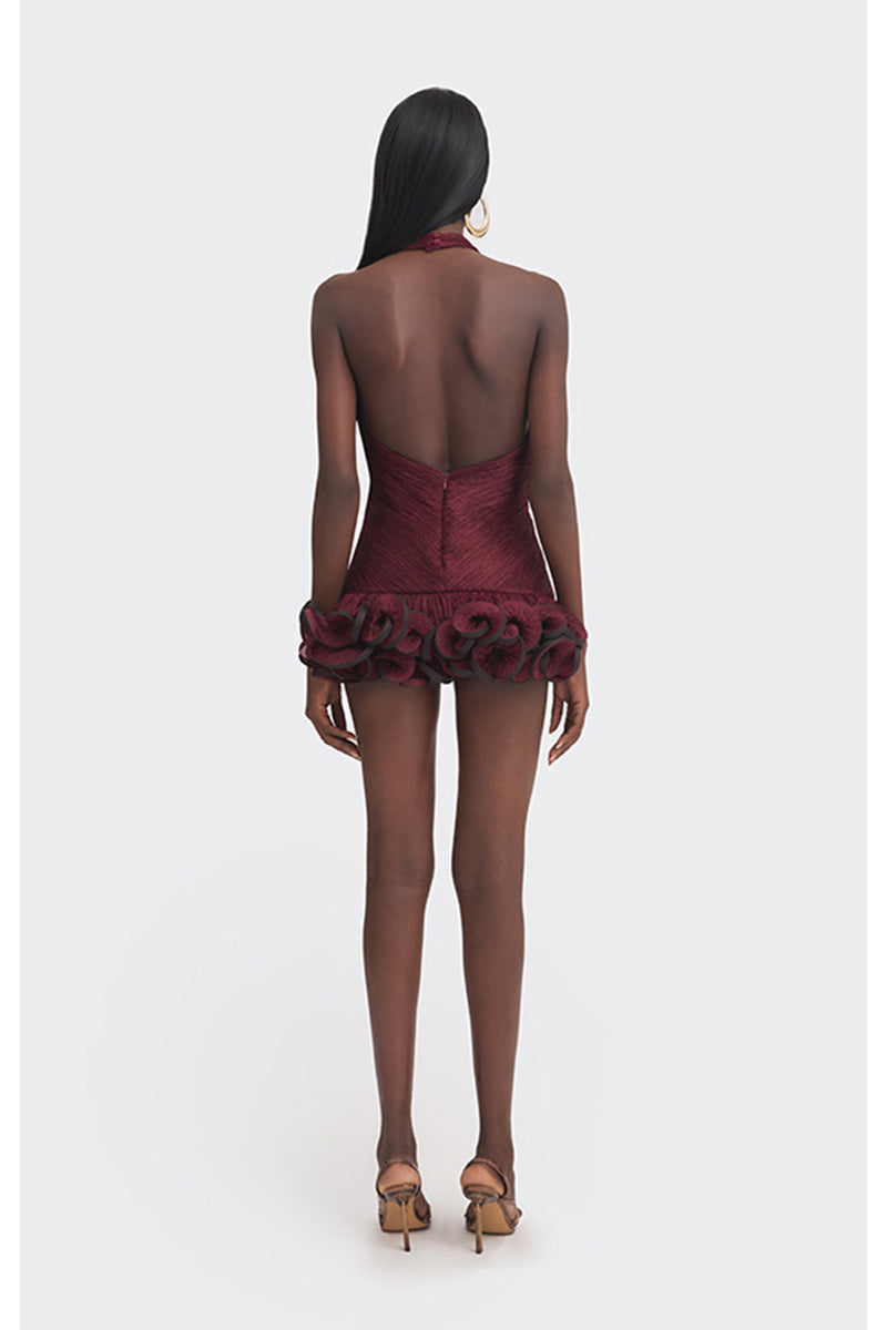 MS. TUTU V NECK MINI DRESS IN BURGUNDY MS. TUTU V NECK MINI DRESS IN BURGUNDY