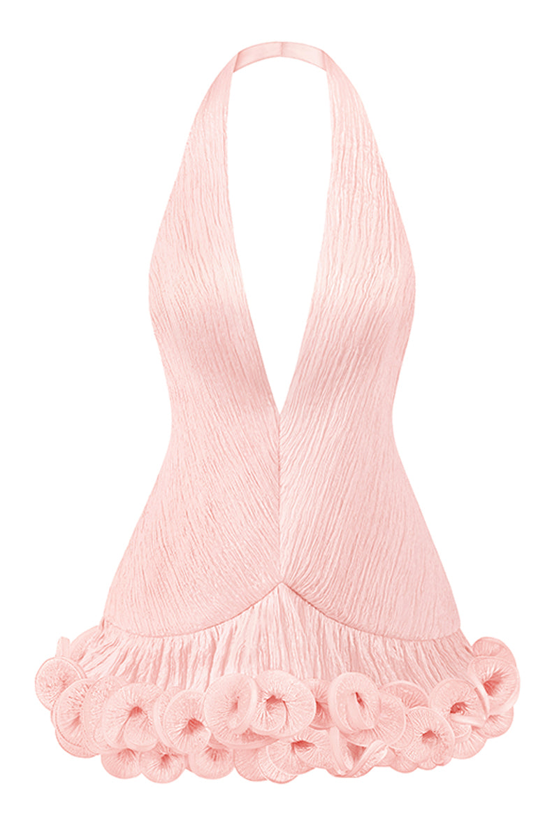 MS. TUTU V NECK MINI DRESS IN PEACH - CULT MIA