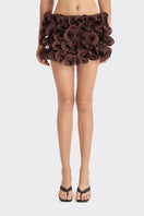 Brown spiral mini skirt by Stolen Stores, featuring a stylish, fitted design and spiral pattern, perfect for casual or chic outfits.