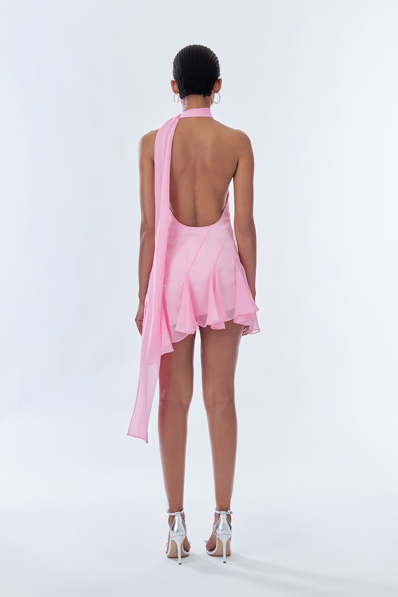 MS. GODET ASYMMETRIC DRESS IN PINK - CULT MIA