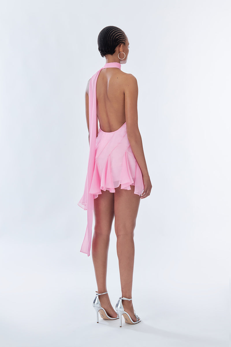 MS. GODET ASYMMETRIC DRESS IN PINK - CULT MIA