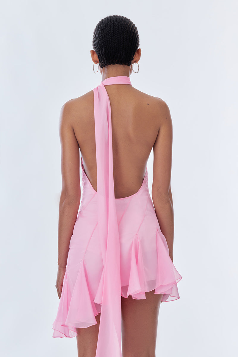 Diana Asymmetric Shoulder Godet Maxi Dress Lace Pink