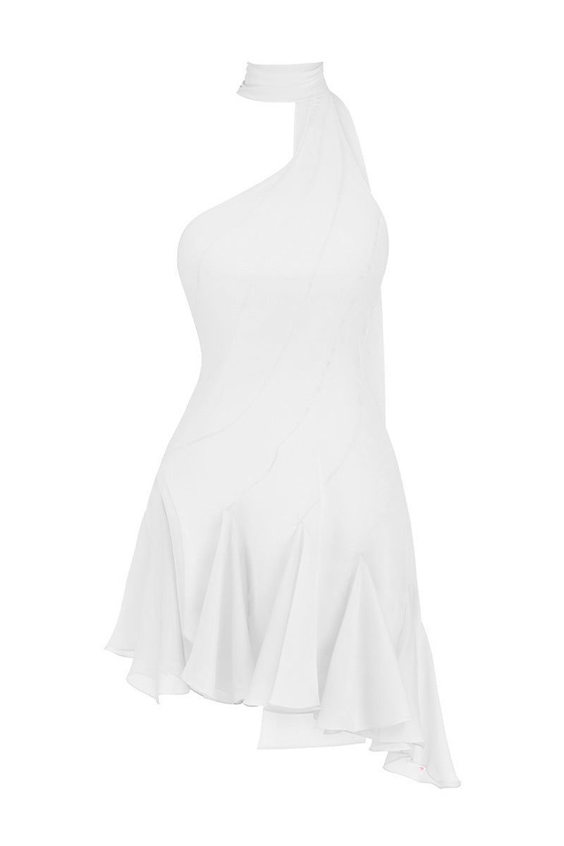 MS. GODET ASYMMETRIC WHITE MINI DRESS - CULT MIA