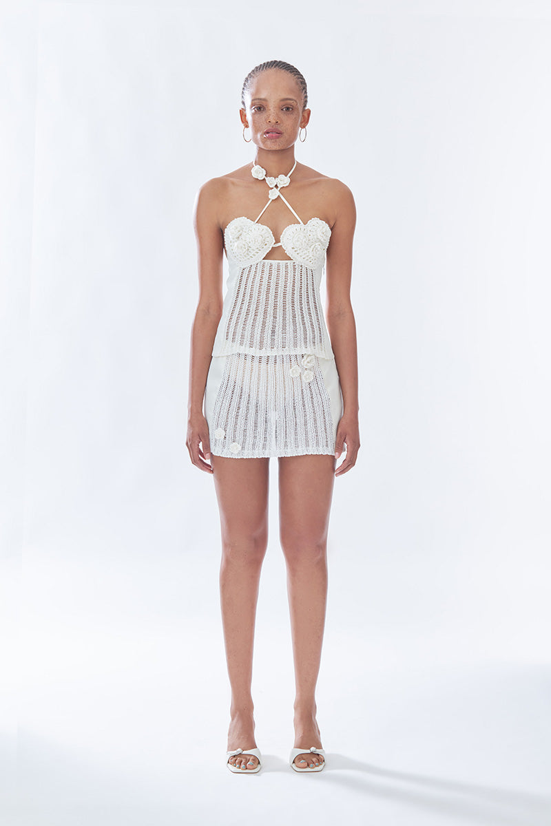 MS. HEART FLORAL OFF WHITE CROCHET BUSTIER - CULT MIA