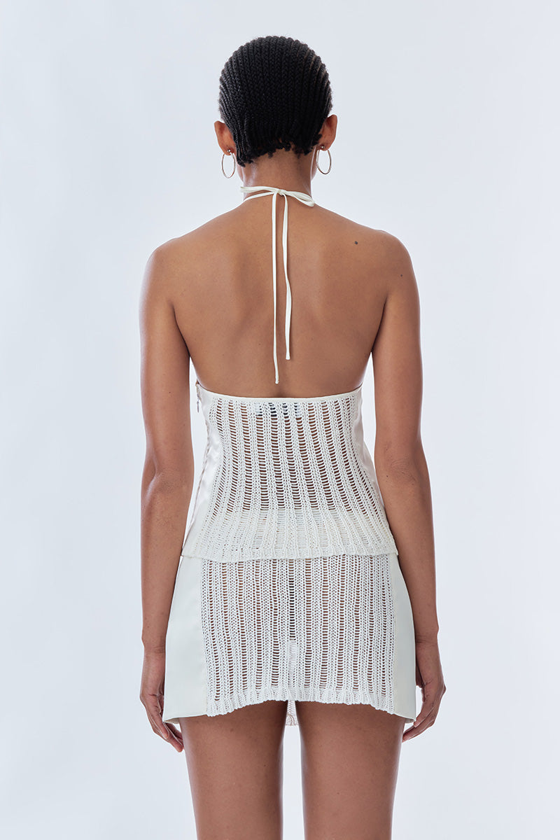 MS. HEART FLORAL OFF WHITE CROCHET BUSTIER - CULT MIA