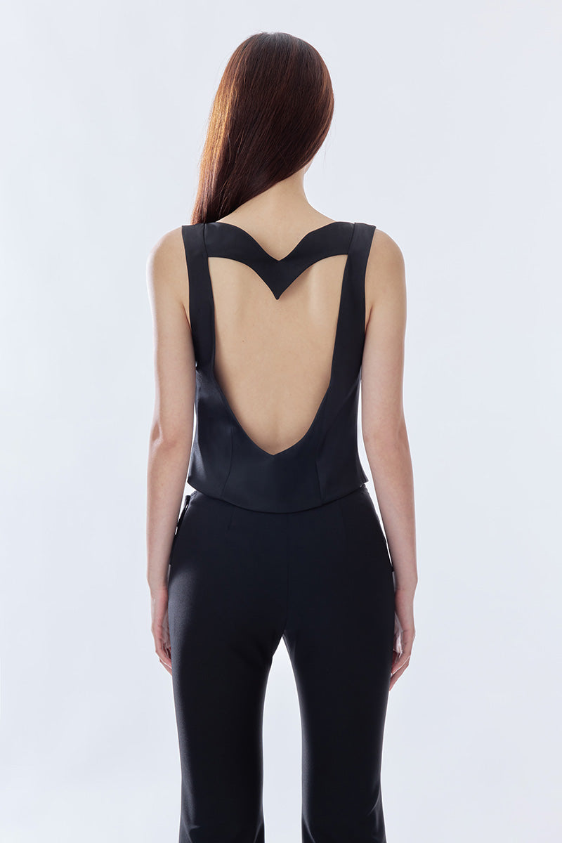 MS. HEART BLACK OPEN BACK TOP - CULT MIA