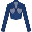Blue cut-out jacket from the MS. Heart collection by Stolen Stores, featuring stylish design and modern cut-out details.