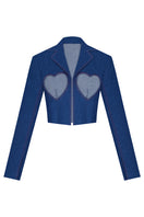 Blue cut-out jacket from the MS. Heart collection by Stolen Stores, featuring stylish design and modern cut-out details.