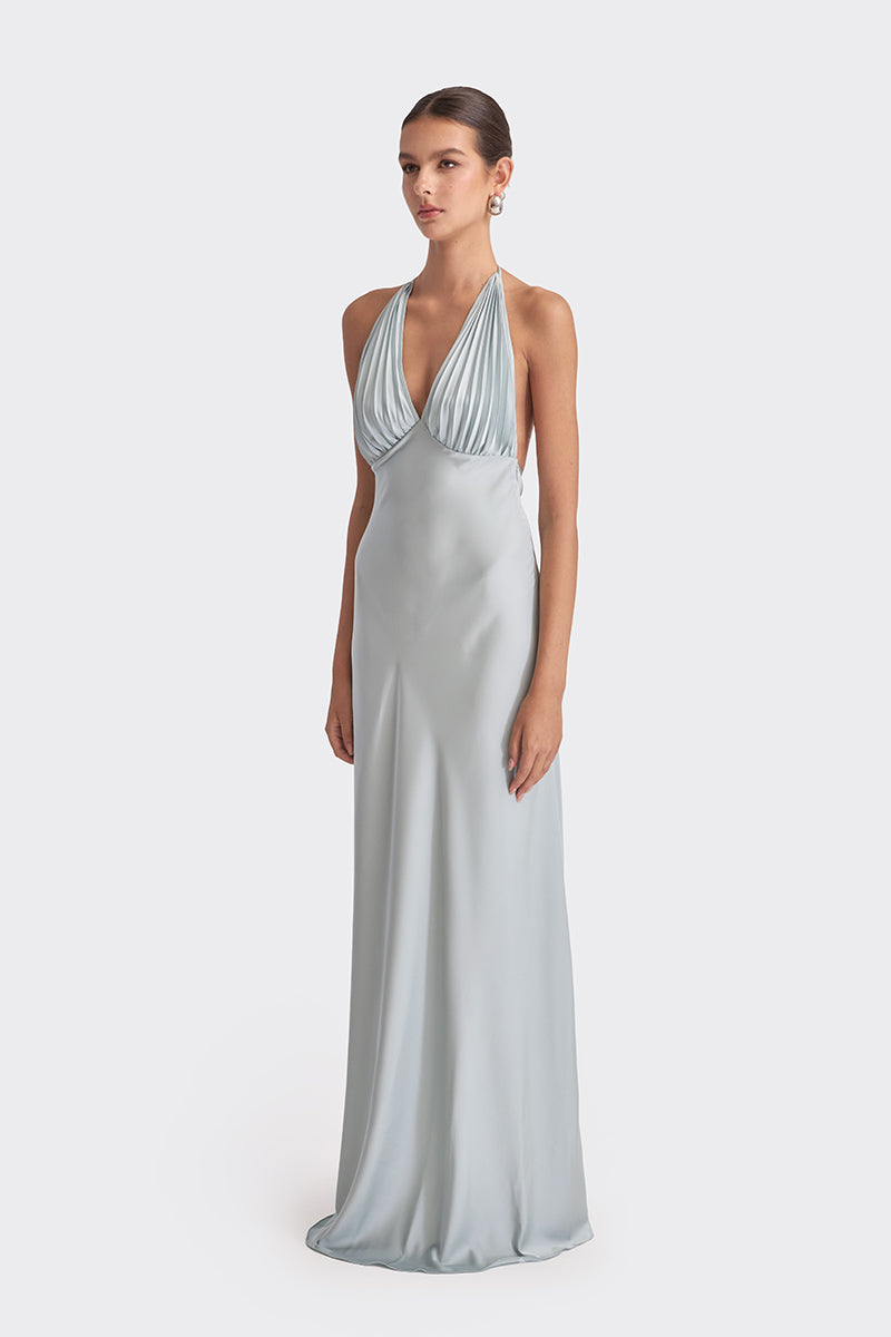 MS. PLEAT BLUE MAXI DRESS - CULT MIA