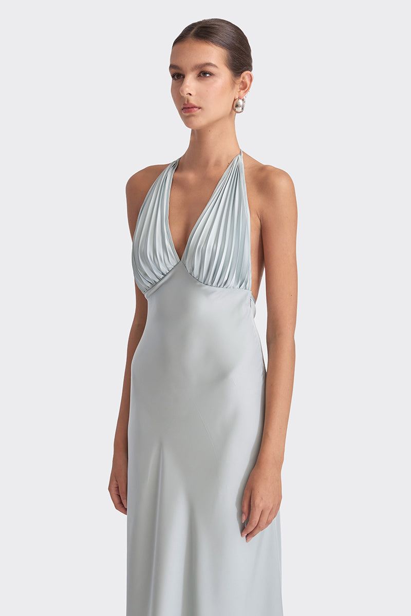 MS. PLEAT BLUE MAXI DRESS - CULT MIA