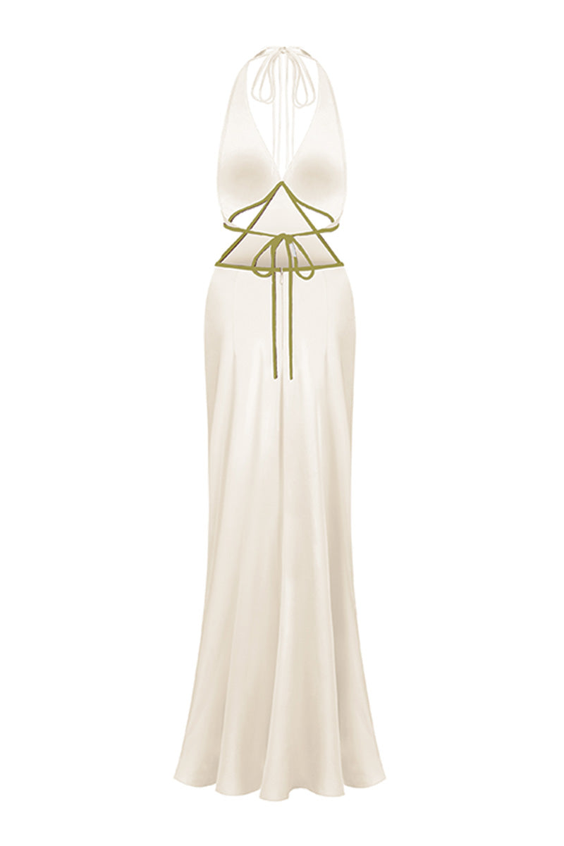 MS. PLEAT TWO-TONE CUT-OUT DRESS IN LONGAN - CULT MIA