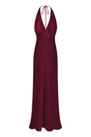 Stolen Stores MS. Pleat gown in Rose Apple color, showcasing a flowing, pleated maxi dress with a front view.