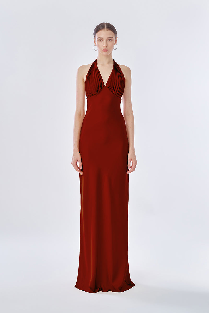 MS. PLEAT MAXI DRESS IN ROSE APPLE - CULT MIA