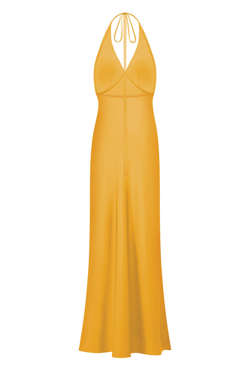MS. PLEAT MAXI DRESS IN YELLOW MUSTARD - CULT MIA