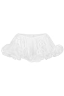 White mini skirt from Stolen Stores featuring a fitted design and front view, perfect for casual or stylish outfits.