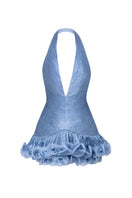 Dusty blue MS. Tutu V-neck mini dress from Stolen Stores, featuring a stylish V-neckline and a flattering mini length.