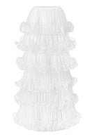 Elegant off-white maxi skirt with six layered ruffles from Stolen Stores, showcased in a flowing, stylish design.