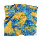 Elegant silk scarf by Amel Batita featuring intricate MUNIR MOUSSARD design in rich, vibrant colors.