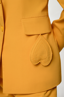Liya mustard blazer in vibrant yellow, tailored fit with lapel collar and front buttons, stylish for casual or formal wear.