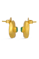 Gold Muzo Studios earrings by Fenomena featuring a sleek, modern design, displayed on a neutral background.