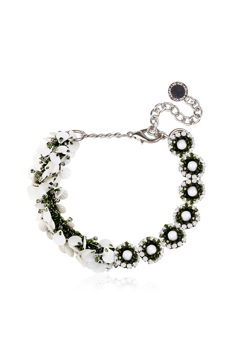 Aidan & Ice Ivy Garden necklace featuring delicate green and gold floral pendant on a fine chain, elegant jewelry for women